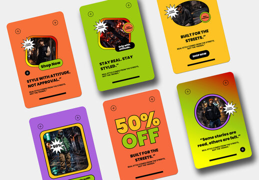 Colorful Streetwear Social Media Sale Story Template With  Modern Urban Design