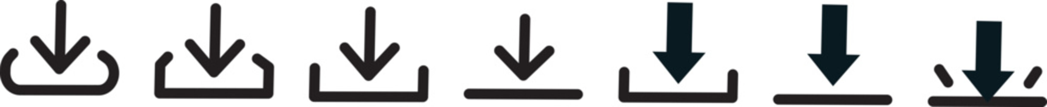 Download icon set, professional vector illustration of save, install, and file transfer symbols.Cloud download and install graphics, clean line and flat style ico
