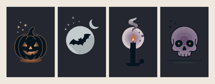 Halloween bat moon art, spooky candle light illustration, minimalist night horror poster, creative gothic holiday graphics, aesthetic halloween symbol vector, dark mysterious night design, haunted cel