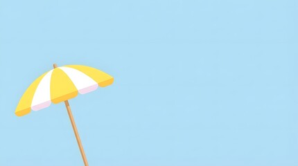 Obraz premium Flat color beach umbrella illustration with off-center composition and negative space