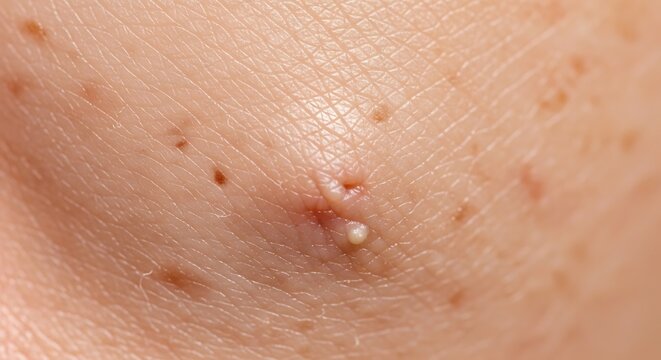 Close-up of acne on skin.