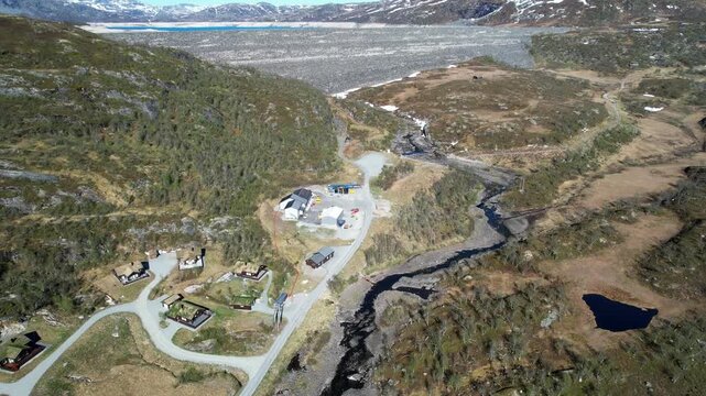 Sysendammen reservoir on Hardangervidda Norway showing water storage and hydropower landscape