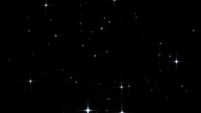Landscape HD abstract stars background with glittering particles in black space.