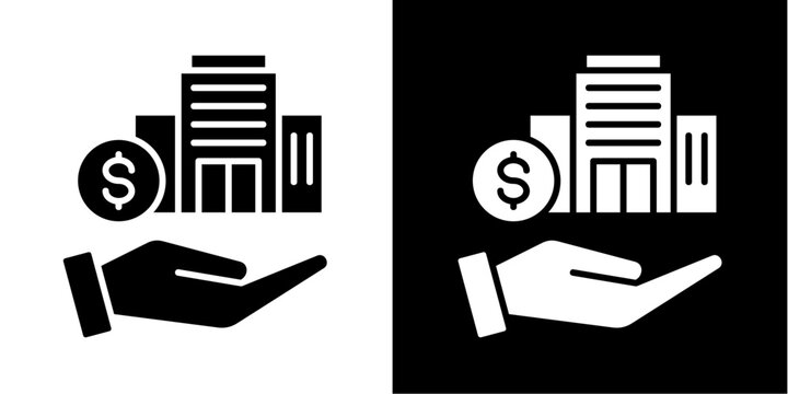 Company Valuation Icon Set White Glyph Style Collection 