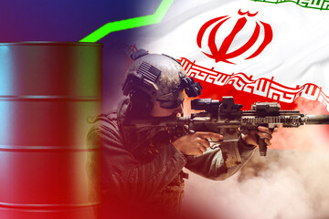 Obraz premium Conflict in 2026 between Iran and the USA centers on oil and military actions