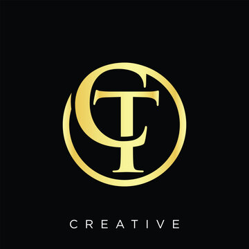 ct circle logo  minimalist  gold-style logo featuring a stylized
