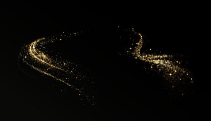 Fototapeta premium Vector sparkle PNG on transparent background. Christmas light effect with magical dust particles, golden shining stars, festive glitter sparks, and bright holiday glow.