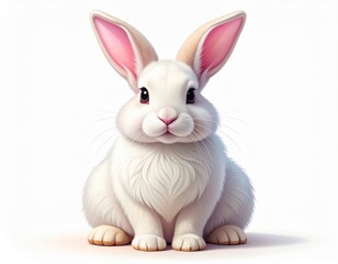 Fototapeta premium Cute White Rabbit Portrait on Isolated White Background Studio Lighting