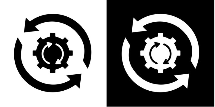 Lean Process  Icon Set White Glyph Style Collection 
