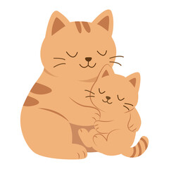 Adorable Mother Cat Hugging Her Kitten © CllifforD