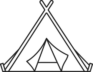 Teepee tent outline icon vector for camping and outdoor adventure with adventure © Saharima