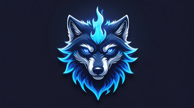 Blue Flame Wolf Head Logo &ndash; Futuristic Esport Mascot Vector Design