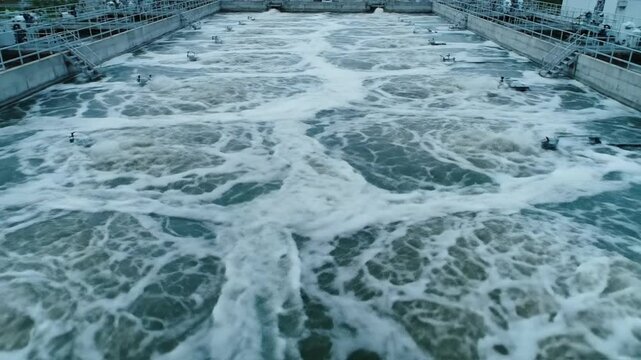 Active Aeration Basin with Thousands of Rising Air Bubbles from Floor Diffusers