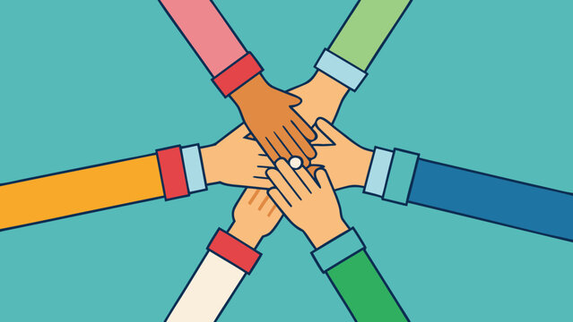 Colorful hands joining together to form a heart shape with crayons