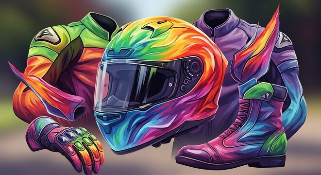 Motorcycle helmet and gear display
