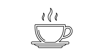 Obraz premium A simple and clean line art illustration of a steaming coffee cup with saucer, perfect for cafe or beverage-related designs