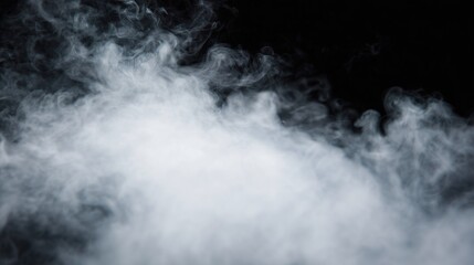 Fototapeta premium White fog and smoke on a black background with soft flowing texture and subtle movement.