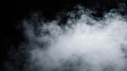 Fototapeta premium White fog and smoke on a black background with soft flowing texture and subtle movement.