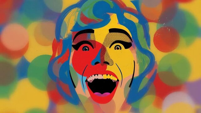 Joyful Expression in Vivid Hues: An emotive portrayal of a person in full expression, the image features bold colors and a sense of exhilaration