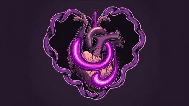 Artistic Heart: A visually striking artistic rendition, featuring a stylized human heart entwined with elegant, decorative elements, all set against a soft, alluring background. 