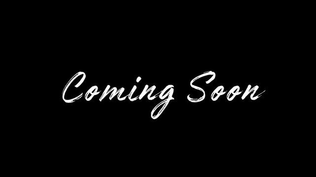 Coming Soon animated text on black background, upcoming announcement title, teaser reveal typography animation for business launch marketing and promotional video intro