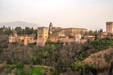 Naklejka premium Monumental complex of the Alhambra and Alcazaba in Granada, Spain