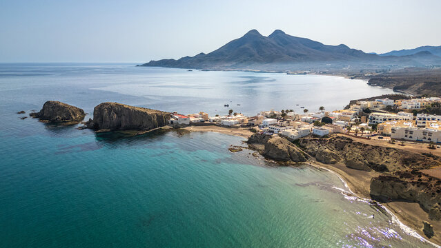 Aerial view of La Isleta del Moro in Cabo de Gata Natural Park