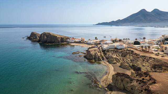 Aerial view of La Isleta del Moro in Cabo de Gata Natural Park