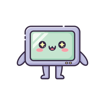 Cartoon television with happy face.