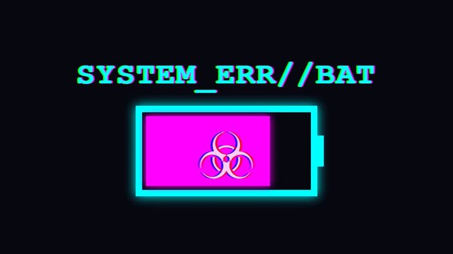 Error System Battery Biohazard Warning Sign.