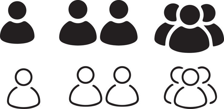 user people group black black line icons set vector 