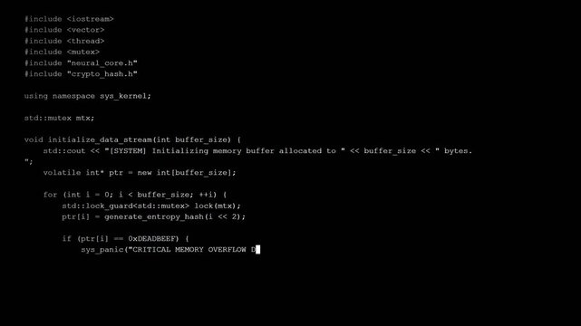 Computer screens display coding language.