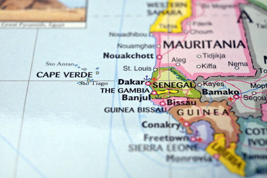 Dakar Location on West Africa Map with Soft Blur Background &ndash; Minimal Geographic Image