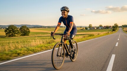 Naklejka premium Active person cycling with a high tech carbon fiber prosthetic leg