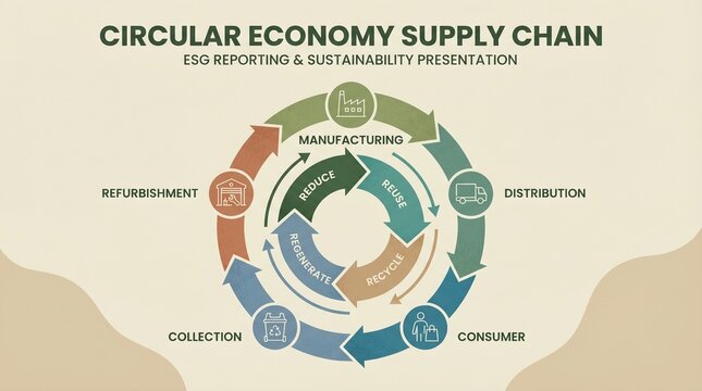 Circular Economy Supply Chain Diagram for ESG Reporting and Sustainable Business Strategy 2026