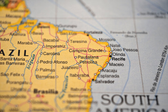 Geographic Paulistana City Map Silhouette with Soft Sert&atilde;o Hazy Texture and Defocus Background