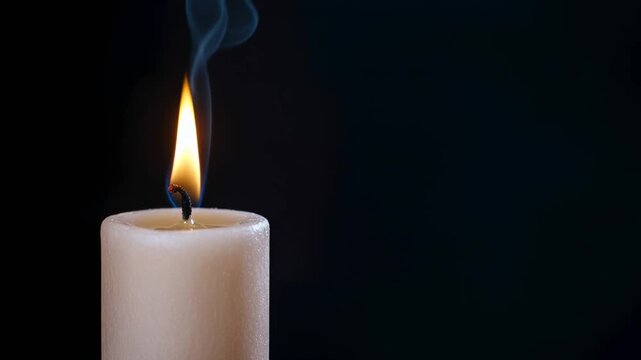 elegant smoke swirl from candle flame isolated on black video