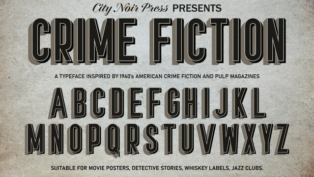 Crime Fiction, Noir Font, VIntage Vector Design, Uppercase Letters