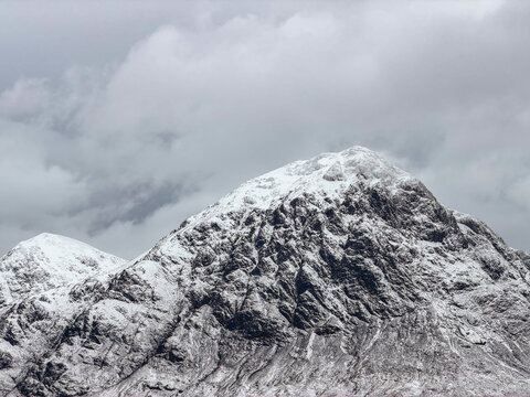 The beautiful snowy mountains in Glencoe, Scotland, UK.