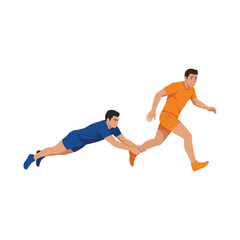 Fototapeta premium Dynamic Illustration of Two Athletes Engaged in a Competitive Sport Activity