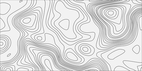 Abstract topographic map background with grey contour lines on white, seamless pattern for terrain cartography design. minimalist vector illustration, geographic terrain, elevation, relief mapping © Creative Lis