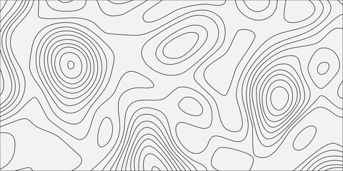 Abstract topographic map background with grey contour lines on white, seamless pattern for terrain cartography design. minimalist vector illustration, geographic terrain, elevation, relief mapping © Creative Lis