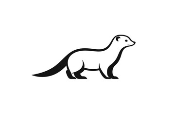 Fototapeta premium Elegant black and white vector illustration of a sleek mustelid, likely a stoat or weasel, captured in a profile view with a minimalist design, perfect for wildlife enthusiasts, nature themes, or anim