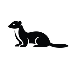 Fototapeta premium Sleek black silhouette vector icon of a slender weasel, stoat, or ermine, a swift wild mustelid mammal. For wildlife logos, animal graphics, nature illustrations, educational designs, symbolizing agil
