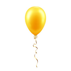 Realistic 3D yellow balloon isolated on a transparent background. Festive helium balloon for decorating background, card, invitation and banner. © Alexandra Lipina