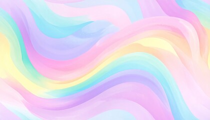 Obraz premium Pastel Rainbow Watercolor Wavy Background with Soft Blurs and Smooth Transitions