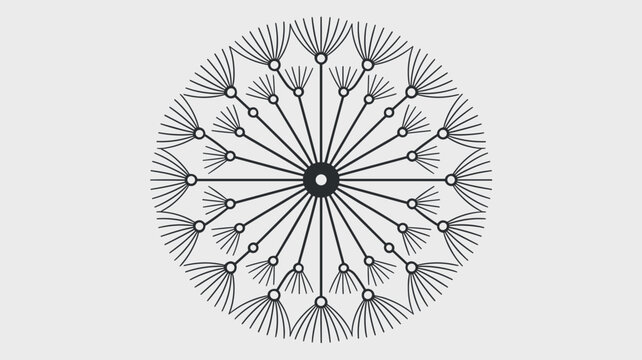 Hub and spoke network topology dandelion mark - for communication illustration
