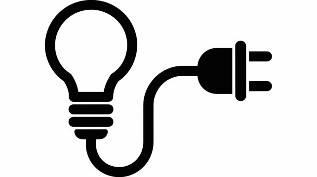 Vector bulb icon with electrical plug tail - for power solution design