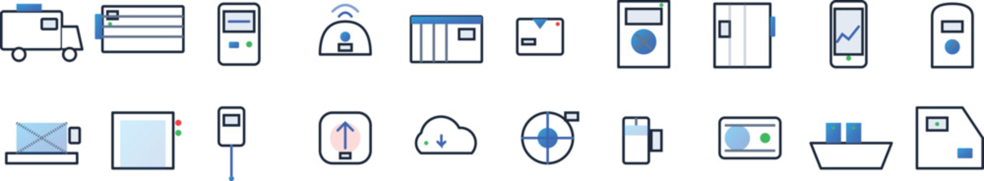 Smart Cold Chain And IoT Logistics Icon Set - 20 Professional Vector Icons For Temperature Controlled Transport, Reefer Tracking, Vaccine Storage, And Industrial Monitoring Technology