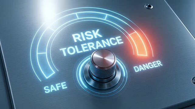 Risk tolerance safe danger gauge meter dial scale level indicator assessment knob control adjustment financial decision investment choice corporate risk management strategy security evaluation